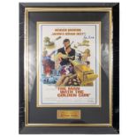 NEW AND UNUSED! QUALITY MOUNTED AND FRAMED JAMES BOND THE MAN WITH THE GOLDEN GUN signed Sir Roger