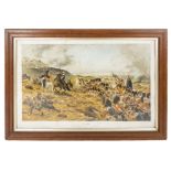 CHARGE!! A framed vintage print titled FORWARD FORTY SECOND 84cm x 59cm