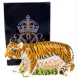 ROYAL CROWN DERBY Sumatran Tiger 2018 gold button first quality in original box.