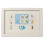 Framed set of BEATRIX POTTER 150 years Tale Of Peter Rabbit ROYAL MAIL 1st Class stamps collection