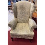 A SUBSTANTIAL C1950's sturdy lugged really comfy armchair - dimensions 105cm height x 75cm width