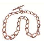 SUBSTANTIAL! A nice example of a 10 stamped on each individual link rose-gold antique watch chain,