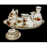 A tiny-sized collection set of FINE BONE CHINA ROYAL ALBERT Old Country Roses to include an oval