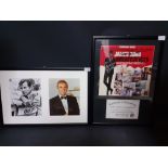 A framed picture personally signed by JAMES BOND 007 Roger Moore and Sean Connery with