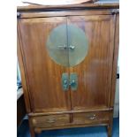 QUALITY!! A beautiful tall CHINESE cabinet with two cupboard doors and two drawers with large