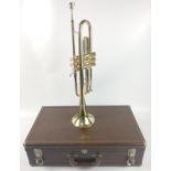 Vintage GETZEN 300 Series brass finish Cornet, from Elkhorn Wisconsin with case - series K77877