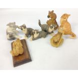 Several groupings of cats and mice to include a LLADRO cat and mouse 1984 (8cm), a HOLLAND STUDIO