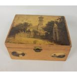 A MAUCHLINE box with a picture of Hill Church, Blairgowrie on the lid size 17x13x8cm,