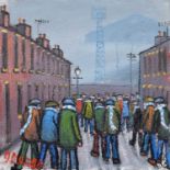 James Downie (British 1949-) "Going to the Match" (Manchester City), oil.