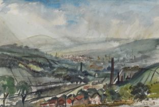 William Turner F.R.S.A., R.Cam.A. (British 1920-2013) "Chimneys in a Valley", watercolour.