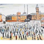 John Goodlad (British 20th/21st century) "Going to Work" after L.S. Lowry, oil.