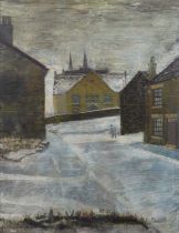 Frank Shenton (British 1920-1999) "Early Morning, Abney Church, Mossley", oil.