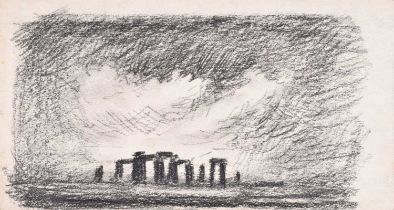 Trevor Grimshaw (British 1947-2001) "Stonehenge Sketch", charcoal.