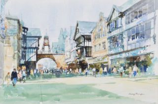 George Thompson (British 1934-2019) "Eastgate Street, Chester", watercolour.