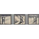Trevor Grimshaw (British 1947-2001) "Bolts - Triptych", graphite drawings.