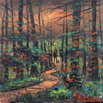 James Downie (British 1949-) "The Woodland Walk", oil.