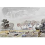 William Turner F.R.S.A., R.Cam.A. (British 1920-2013) "The Allotment", watercolour and pencil.