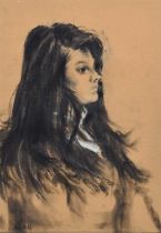 Harold Riley (British 1934-) Portrait of a young woman, pastel.