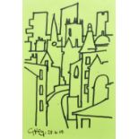 Geoffrey Key (British 1941-) Northern townscape, pen drawing.