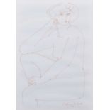 Geoffrey Key (British 1941-) "Seated Figure", ink drawing.
