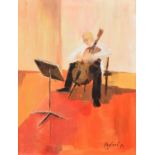 Frederick J. England (British 1939-) "Salzburg Festival - Rehearsal Cello", acrylic.