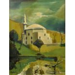 Frederick J. England (British 1939-) "Buna Mosque, Yugoslavia", acrylic on board.