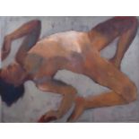 Jane Swanston (British 20th/21st century) "Falling Figure", oil.