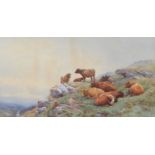 Thomas Rowden (British 1842-1926) Cattle on a hillside