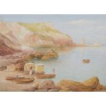 Samuel Edward Kelly (British 1862-1935) Beach scene with figures, watercolour.