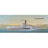 Claus Bergen (German 1885-1964) "Paddle Steamer Diessen - Rhine and Airship Bodensee"