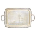 A George VI silver twin handled tray,