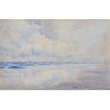 John McDougal (British 1851-1945) Beach scene with distant sailing boats, watercolour.