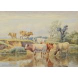William Sidney Cooper (British 1854-1927) Cattle in a river