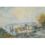 Joseph Hughes Clayton (exh. 1891-1929) Coastal scene with cottage