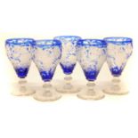 Five Blue flash wine glasses