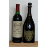 2 Bottles Mixed Lot Champagne Dom Perignon and Claret