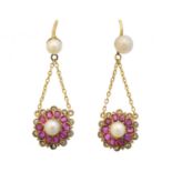 A pair of vari-gem drop earrings,