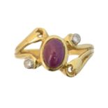 An 18ct gold star ruby and diamond dress ring,