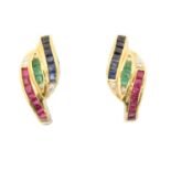 A pair of vari-gem earrings,