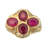 A ruby and diamond dress ring,