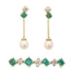 A set of emerald and diamond jewellery,
