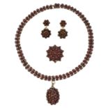 A suite of 19th century Bohemian garnet jewellery,