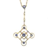 An early 20th century sapphire and seed pearl necklace,