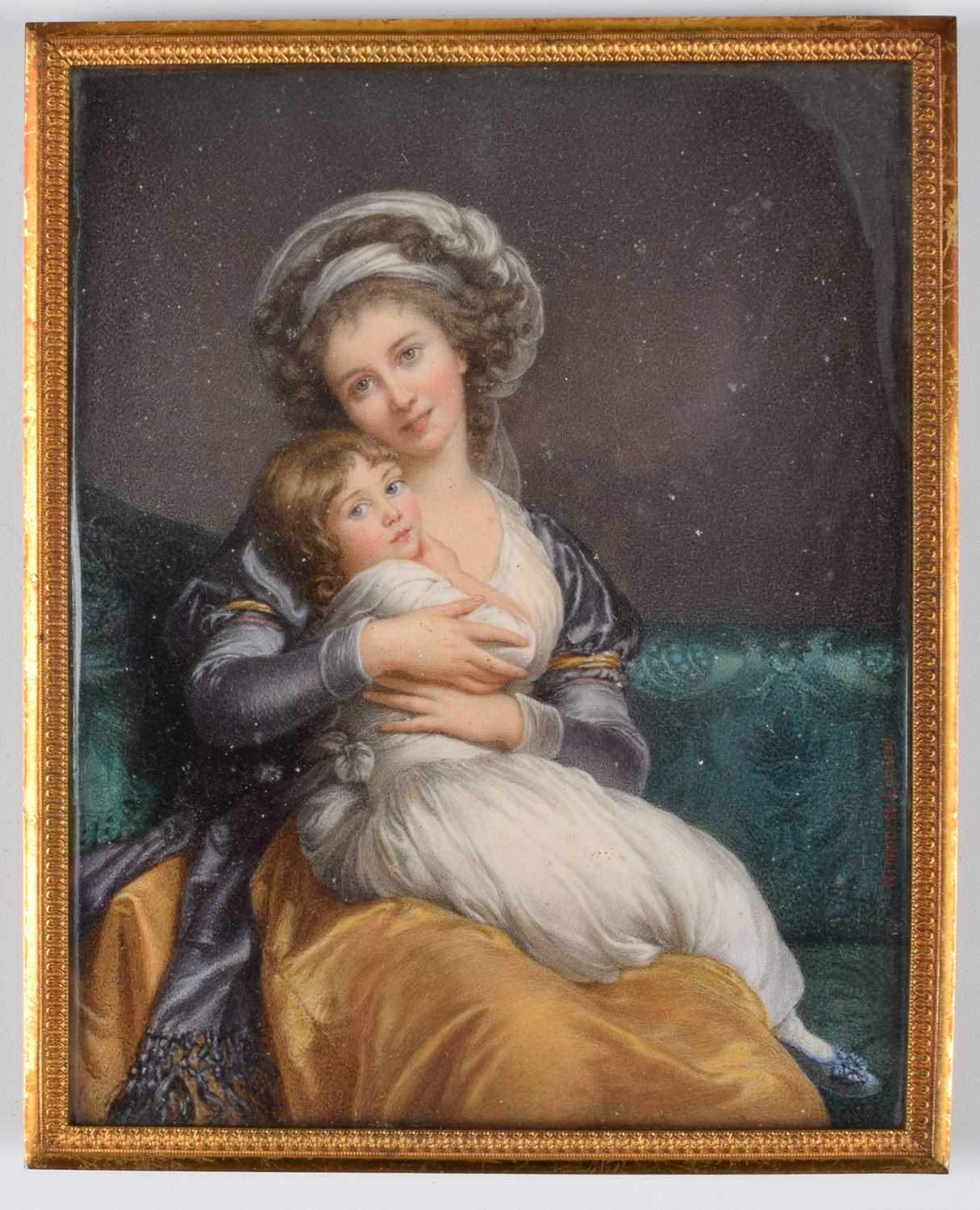 John Jules Nimmo (1830-1881) "Self-Portrait with Her Daughter" after Elisabeth Le Brun, miniature.