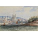 James Orrock R.I. (British 1829-1913) "Caernarvon Castle", pencil and watercolour.