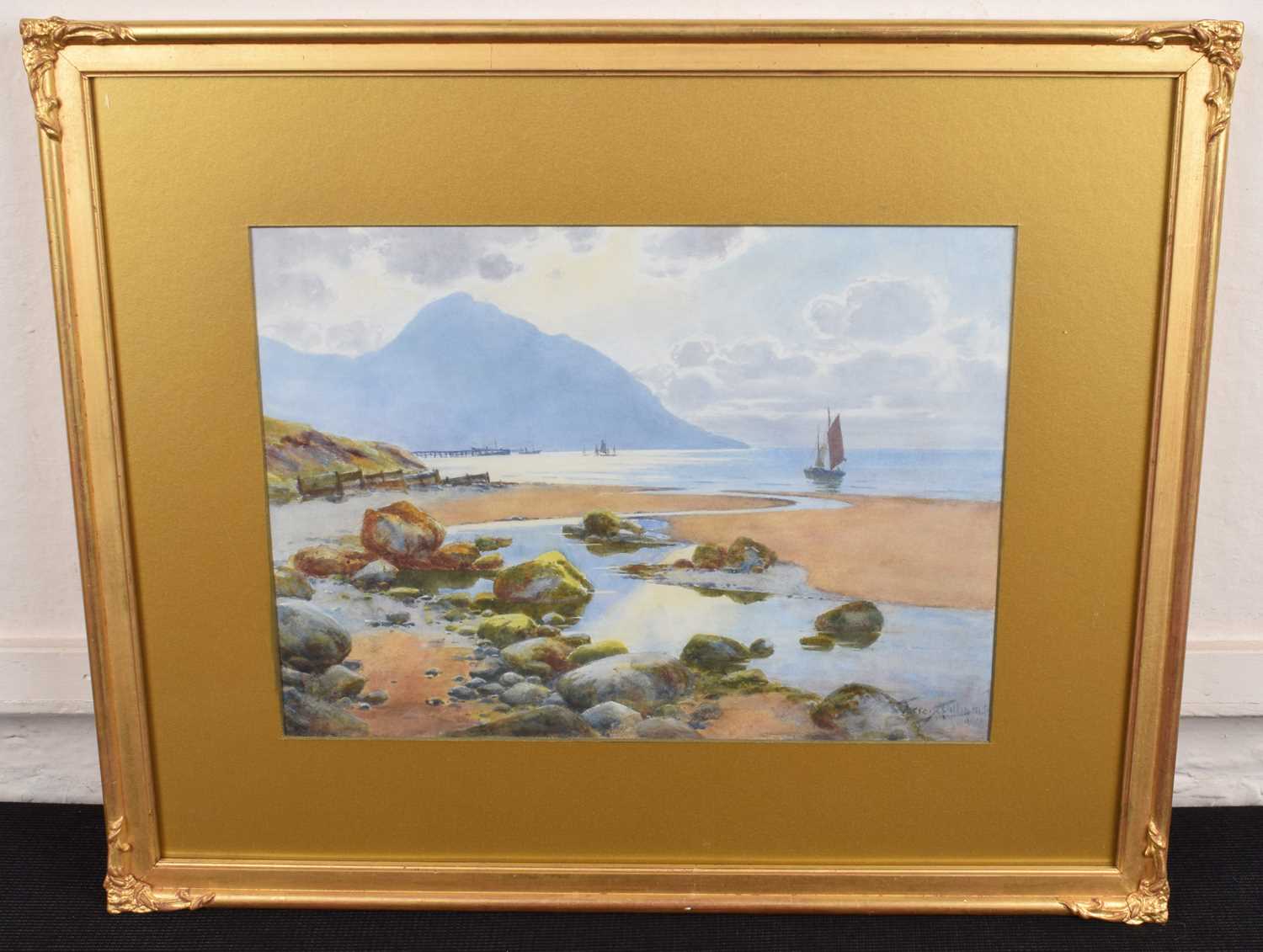 Warren Williams (1863-1941) "The Conwy Estuary and Penmaenmawr from the Deganwy Shore", watercolour. - Image 2 of 2