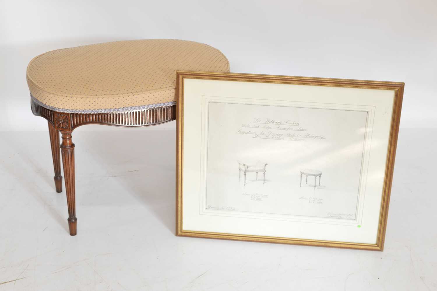 Waring & Gillow oval top upholstered stool - Image 2 of 5