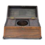 Mid 19th century rosewood veneered sarcophagus shaped tea caddy