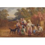 Circle of Robert Hills O.W.S. (British 1769-1844) "The Young Harvesters", watercolour.