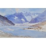 Frank Catano (fl. 1880-1920) Mountainous lake scene, watercolour.